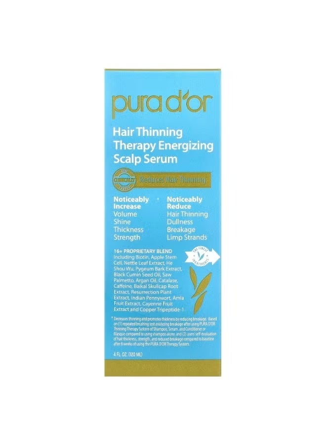 Pura D'or, Hair Thinning Therapy Energizing Scalp Serum, 4 fl oz (120 ml) - Image 3